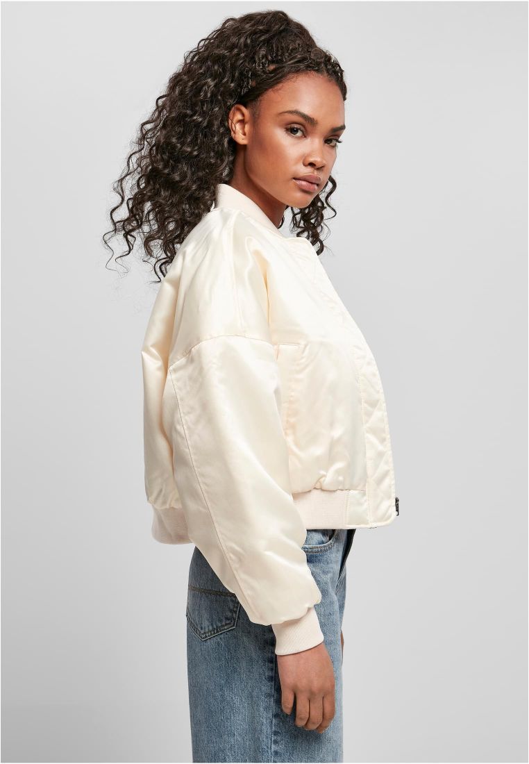 Short Oversized Satin Bomber Jacket