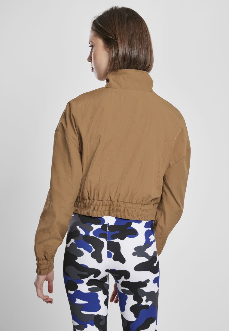 Cropped Crinkle Nylon Pull Over Jacket