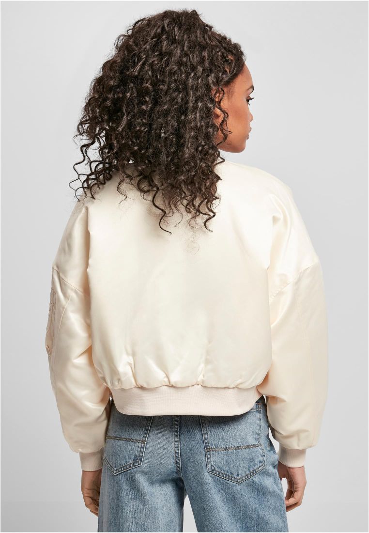 Short Oversized Satin Bomber Jacket