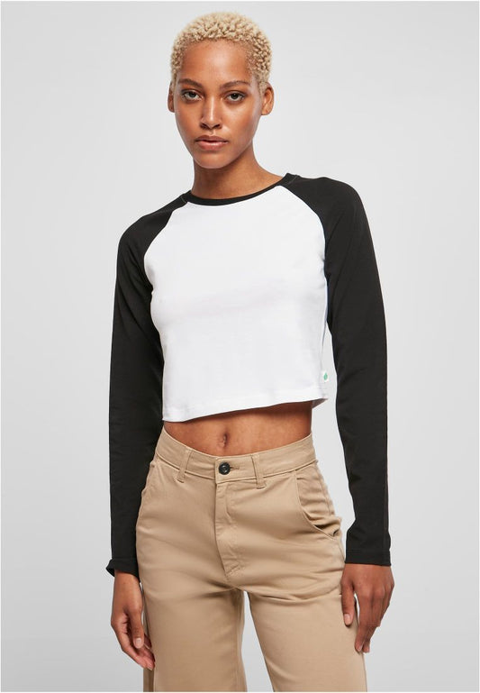 Organic Cropped Retro Baseball Longsleeve
