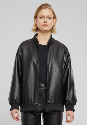 Synthetic Leather Bomber Jacket
