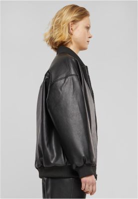 Synthetic Leather Bomber Jacket