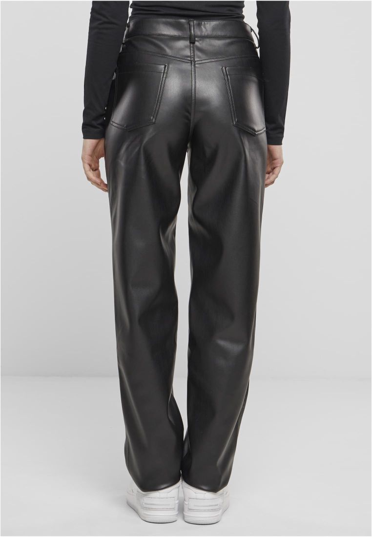 Straight Leg Synthetic Leather Pants